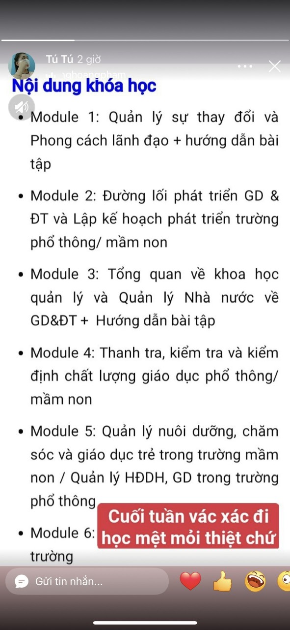 Cuối tuần vác xác đi học mệt mỏi thiệt chứ