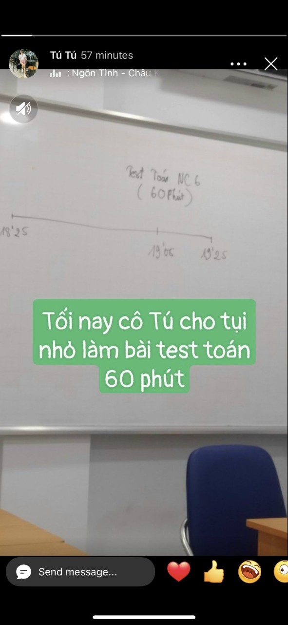 Tối nay cô Tú cho tụi nhỏ test toán