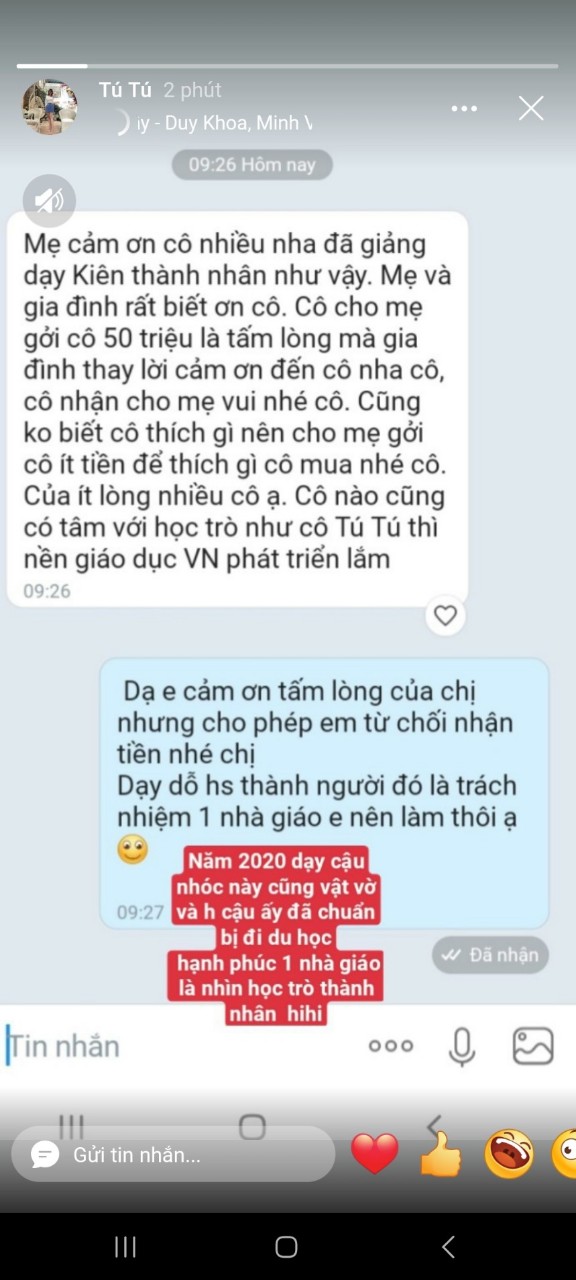 Mẹ gửi cô 50 trịu xài chơi